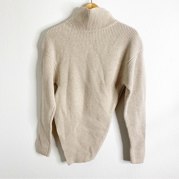 Proenza Schouler Neutral Turtleneck Asymmetrical Hem Sweater Size Small - Picture 3 of 7